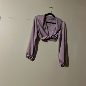 Long sleeves crop sateen top